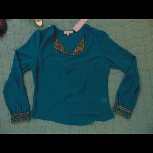 Beaded Turquoise Blouse from Francesca’s NWOT